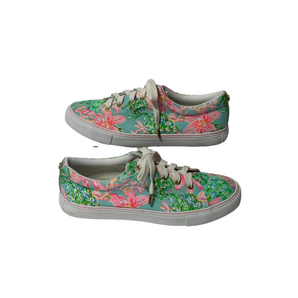 LILLY PULITZER Abigail Sneaker Surf Blue So Shellegant Sz 10 Preppy Resort Wear